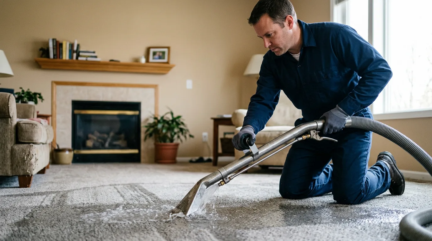 Water damage restoration technician working near Rocklake, ND